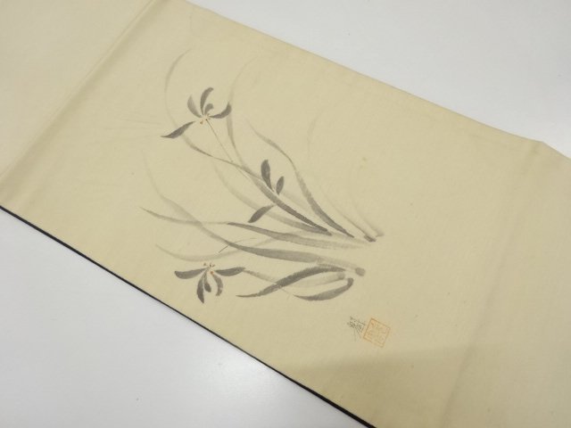 JAPANESE KIMONO / ANTIQUE ARTISTS HAND-PAINTED PONGEE / FLORAL PATTERN